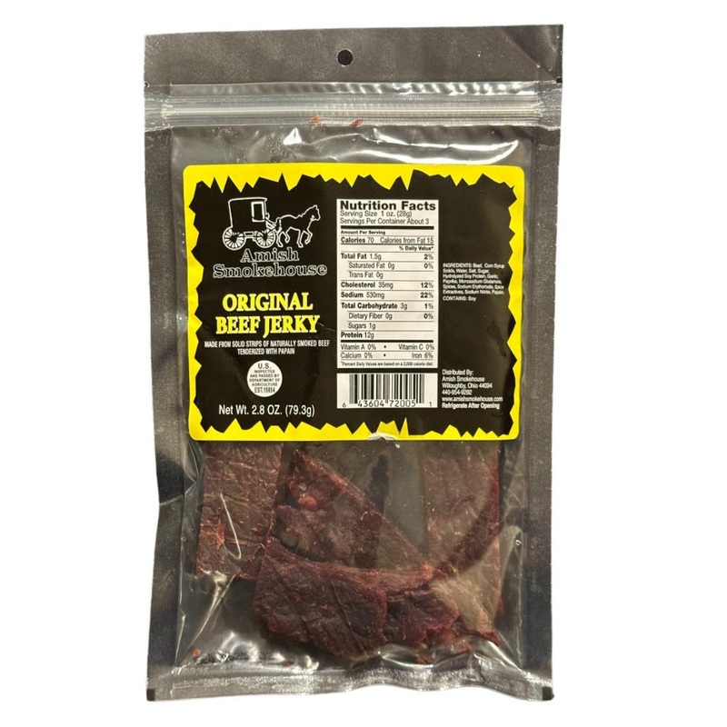 Amish Smokehouse Beef Jerky Original 2.8oz – 12ct