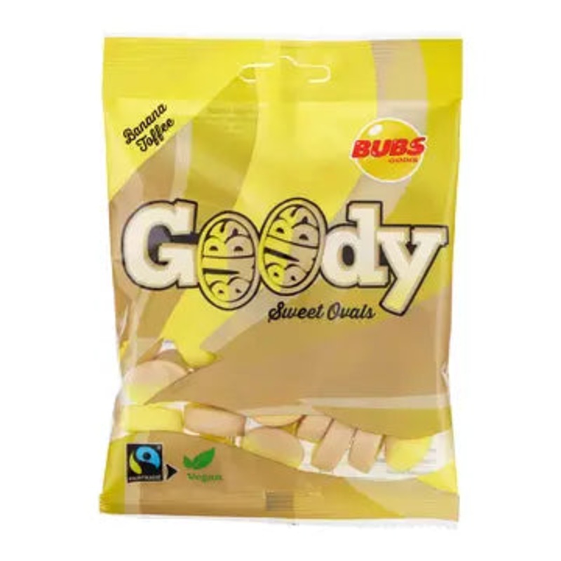 Bubs – Banana and Toffee Ovals Swedish Gummies (90g)