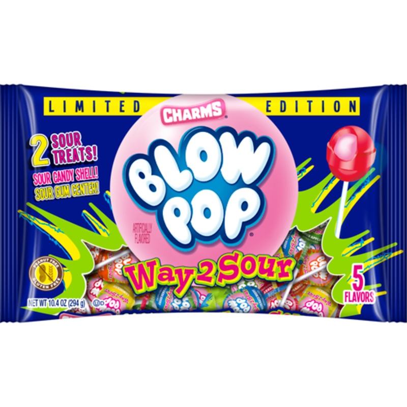 Charms Way 2 Sour Blow Pop Lollipops – 10.4-oz. Bag 1 Bag
