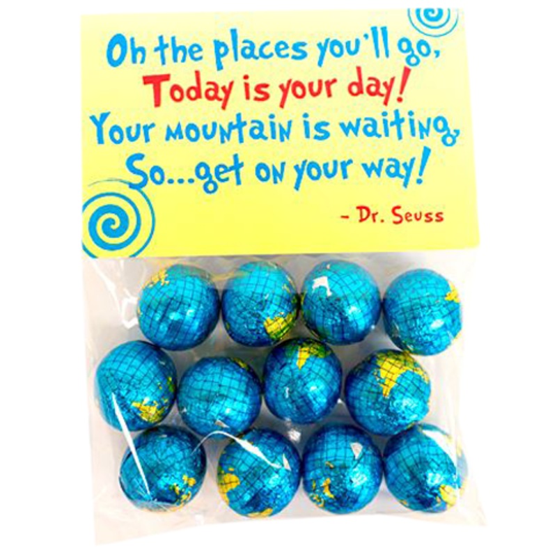 “Oh, the Places You’ll Go!” Foiled Chocolate Globes – 12 Piece Bag 1 Bag