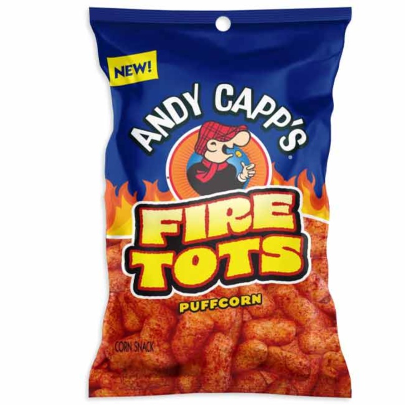 Andy Capp Fire Tots Puffcorn Snacks Peg Bag 1.5oz – 12ct