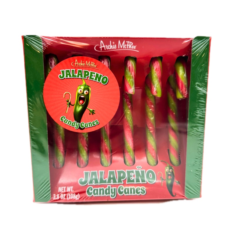 Archie McPhee Jalapeno Flavored Candy Canes 3.8oz – 12ct